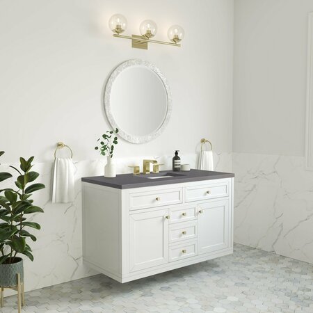 James Martin Vanities Chicago 48in Single Vanity, Glossy White w/ 3 CM Grey Expo Top 305-V48-GW-3GEX